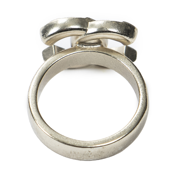 Chanel Crystal CC Logo Ring   in Gold Golden Brass - Picture 2 of 3